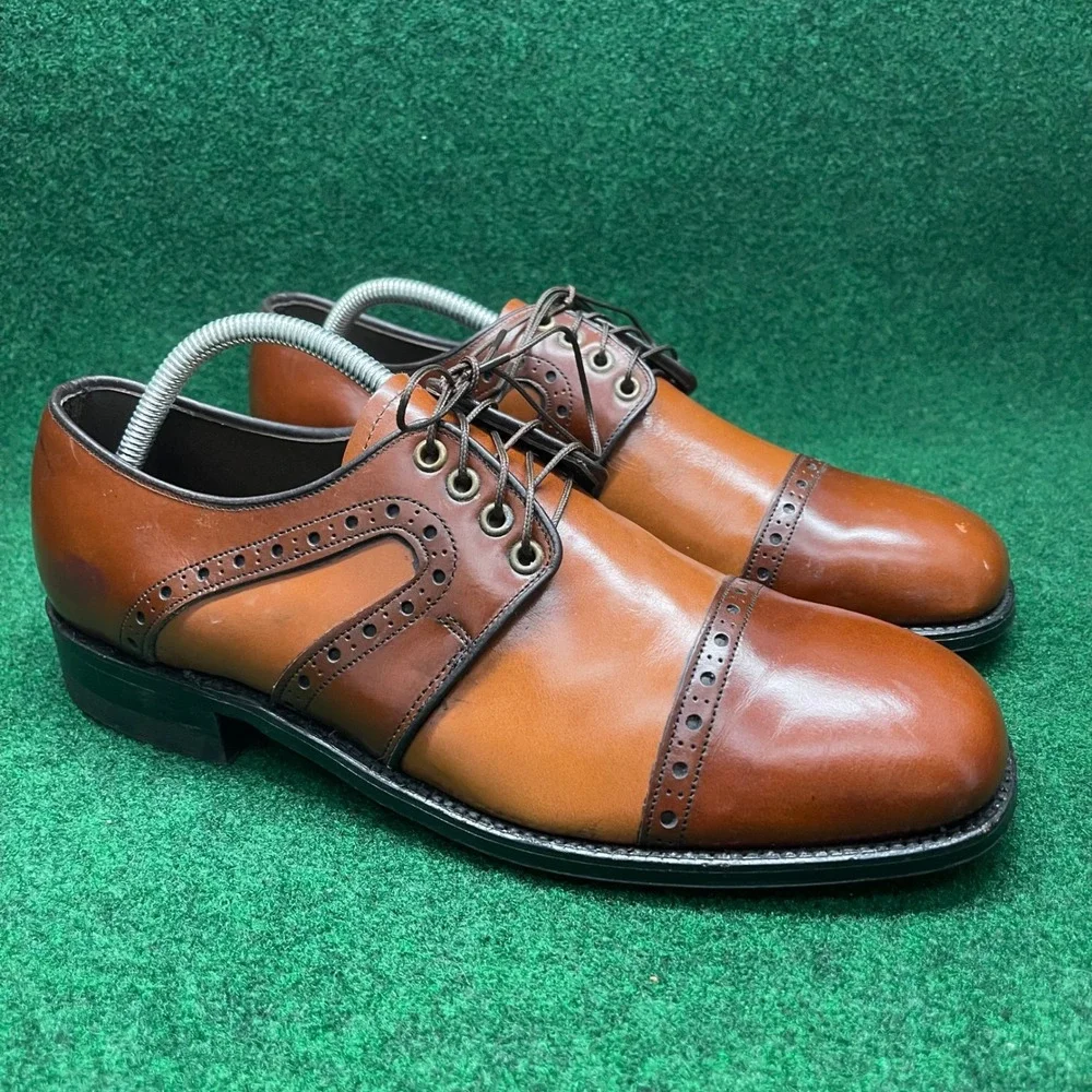 Vintage AG Mens Fine Shoes 10D Two Tone Spectator Brogue Oxfords OSullivans Heel